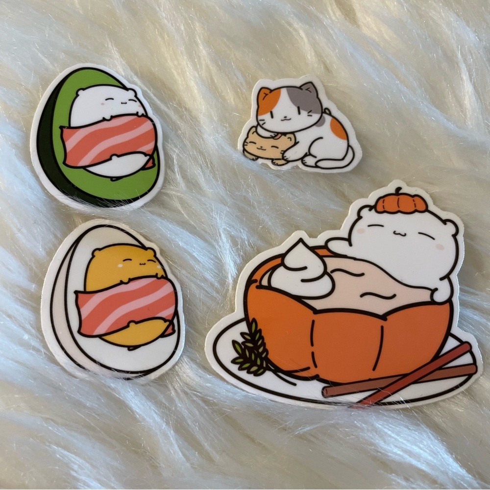 🌷3/$15 
Cute Foodie Cat Stickers Cafe de Yume